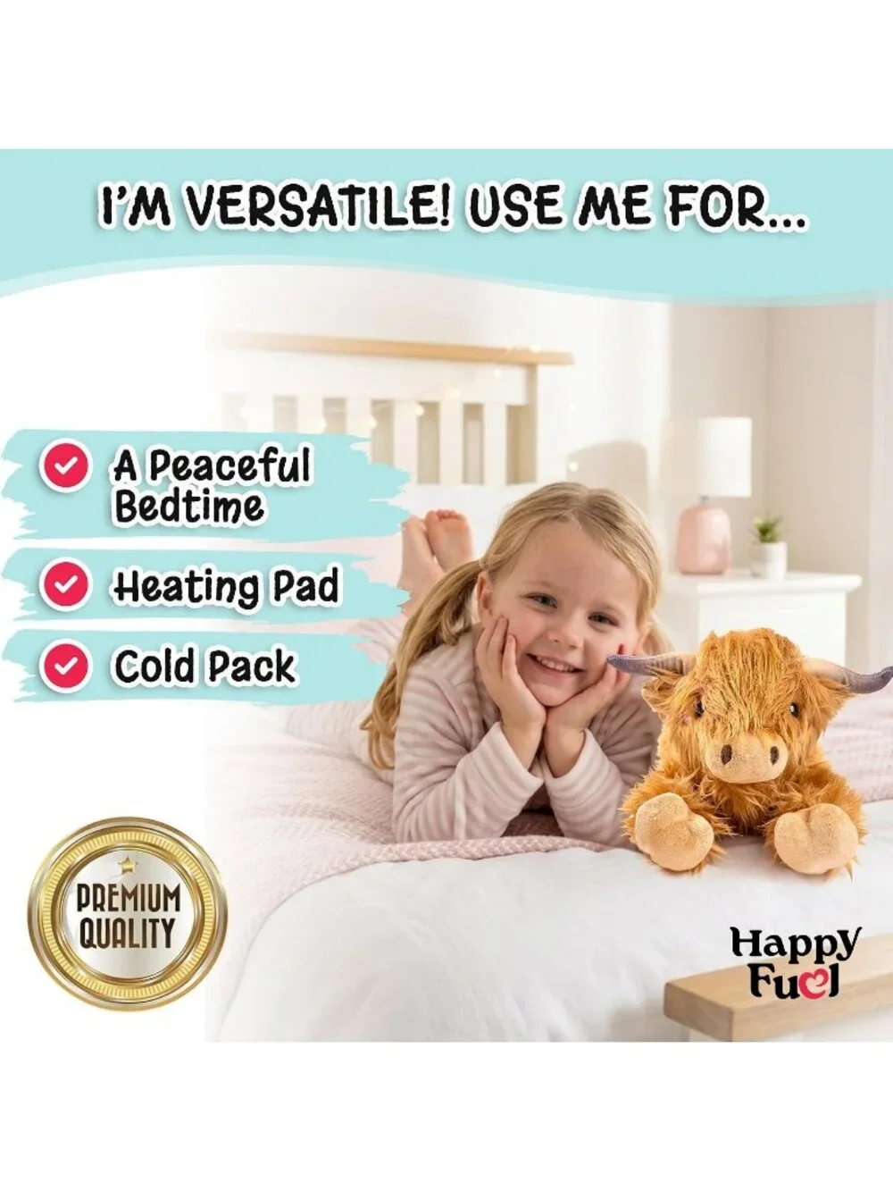 Highland Cow Weighted Plush 1.5 Lb Microwavable Heating Pad Cute Toy